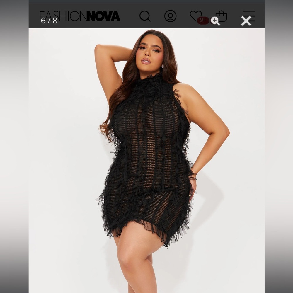 NWOT FASHION NOVA Petite So Dramatic Mesh Mini Dress - Petite Large - Picture 4 of 11